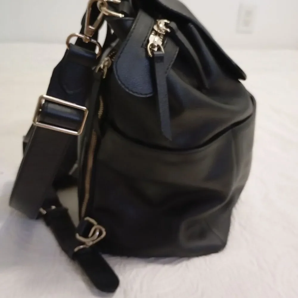 Mina Baie Kinney Vegan Leather Diaper Bag Black Backpack
